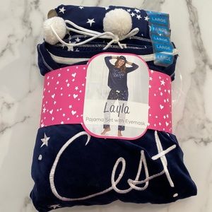 Layla Pajama Set with Eye Mask Size Large NWT
